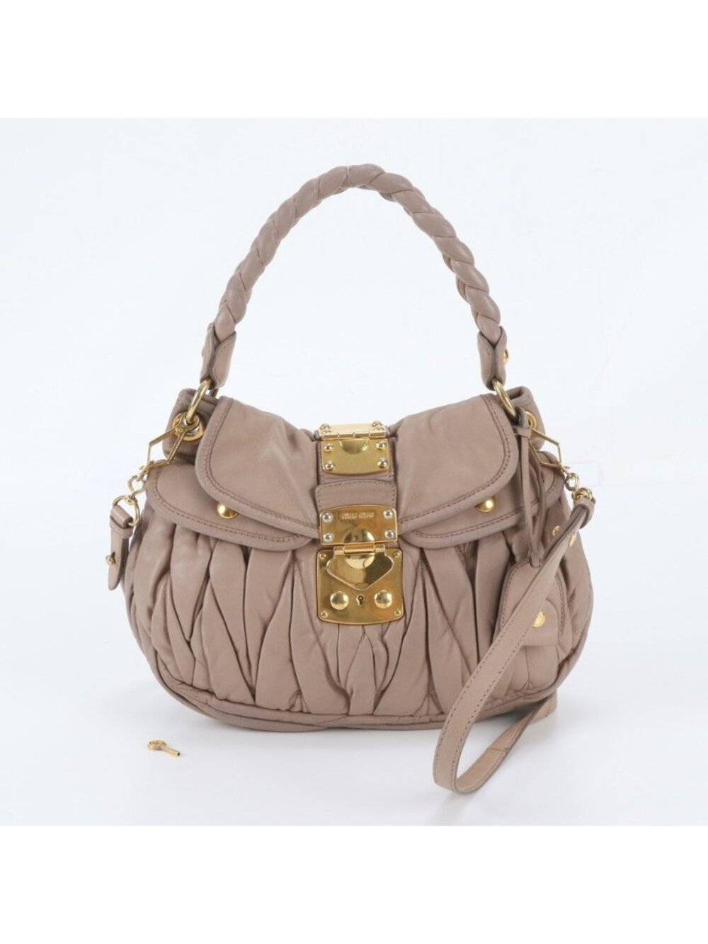 Miu Miu Matelasse Cofer Leather 2-Way Shoulder Bag Crossbody Hand